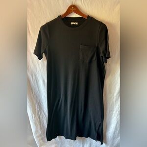 Madewell Black Short Sleeve Ribbed Shirtdress Pocket Women’s L Stretch Midi